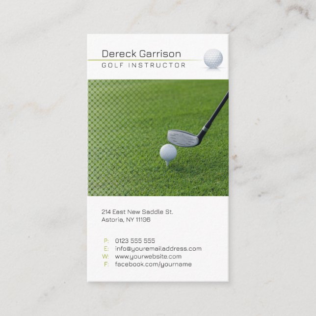 Cartão De Visita Instrutor Golf | Professora profissional (Frente)