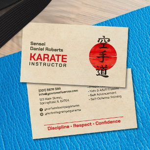 Cartão De Visita Instrutor Karate - Kanji japonês e sol