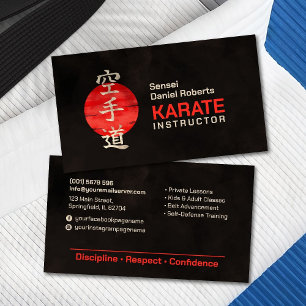 Cartão De Visita Instrutor Karate - Kanji japonês e sol