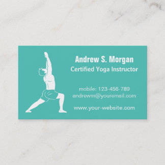 Cartão De Visita Instrutor Masculino Relaxando Yoga Verde
