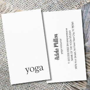 Cartão De Visita Instrutor mínimo Elegante Black White Yoga