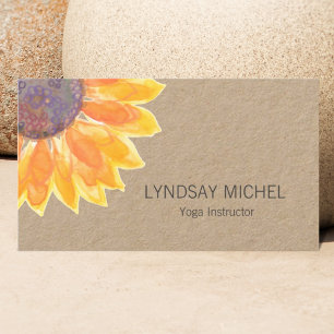 Cartão De Visita Instrutor Modern Sunflower Kraft Card Yoga