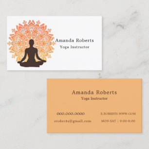 Cartão De Visita Instrutor Orange Yellow Mandala Yoga