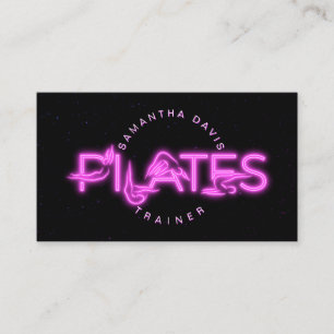 Cartão De Visita Instrutor Pilates em neon rosa
