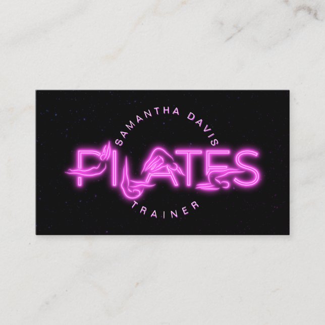 Cartão De Visita Instrutor Pilates em neon rosa (Frente)