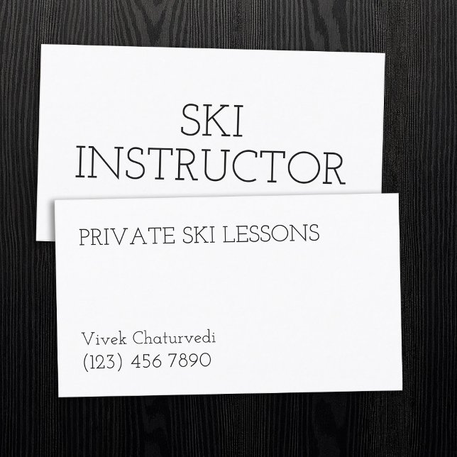 Cartão De Visita Instrutor profissional de lições de esqui simples (Ski Lessons Professional Instructor Business Card)