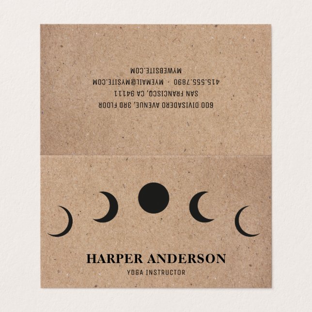 Cartão De Visita Instrutor profissional Yoga Black Moon (Exterior Desdobrado)
