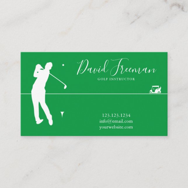 Cartão De Visita Instrutor Simple Swing Silhouette Green Golf (Frente)