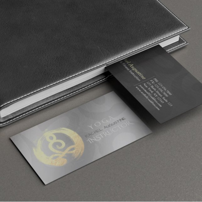 Cartão De Visita Instrutor Yoga Meditação Dourada Prateada ZEN OM (Criador carregado)