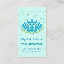 Cartão De Visita Instrutor Yoga| Meditação Zen Azul Lotus Flower