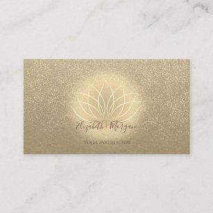 Cartão De Visita Instrutora de Yoga Confete de Lótus Dourado Rustic