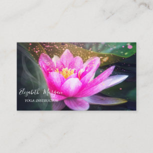 Cartão De Visita Instrutora de Yoga Elegant Lotus Gold