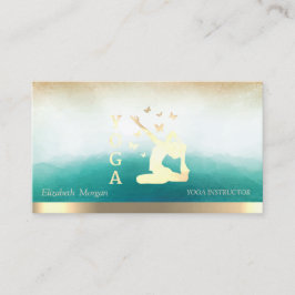 Cartão De Visita Instrutora de Yoga Elegante Silhueta Feminina