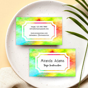 Cartão De Visita Instrutora de Yoga Moderna e Elegante com Aquarela