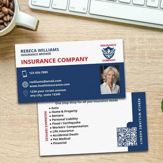Cartão De Visita Insurance Agent / Company (Criador carregado)