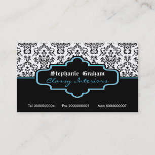 Cartão De Visita Interiores do damasco branco azul preto