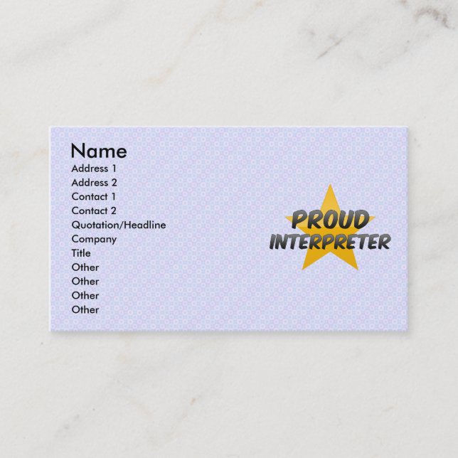 Cartão De Visita Intérprete orgulhoso (Frente)