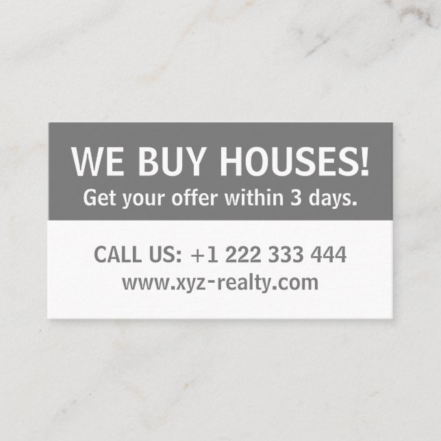 Cartão De Visita Investidor Imobiliário Branco de Cinzas Simples (Frente)