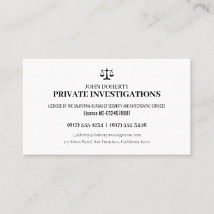 Cartão De Visita Investigações Privadas   Detetive Professional
