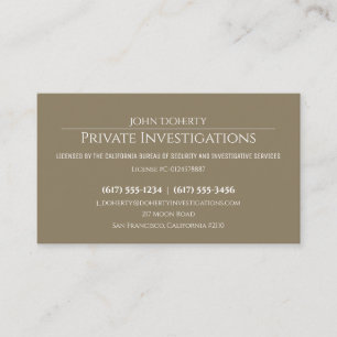 Cartão De Visita Investigações Privadas   Detetive Professional