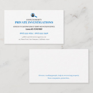 Cartão De Visita Investigações Privadas | Detetive Profissional