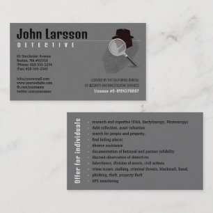 Cartão De Visita Investigador Privado   Detetive