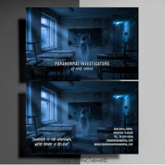 Cartão De Visita Investigadores Paranormais Sala de Aula Assombrada