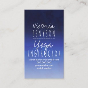 Cartão De Visita Ioga do ombre da aguarela dos azuis marinhos
