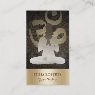 Cartão De Visita Ioga Dourado & mediação do damasco do vintage do