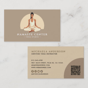Cartão De Visita Ioga Moderna/Bem-Estar Lotus Pose Socials Código Q