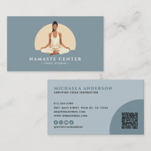 Cartão De Visita Ioga Moderna/Mindícia Lotus Pose Socials Código QR
