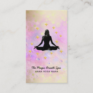 Cartão De Visita ** Ioga Mulher Glitter Dourada Meditação Mindagaçã