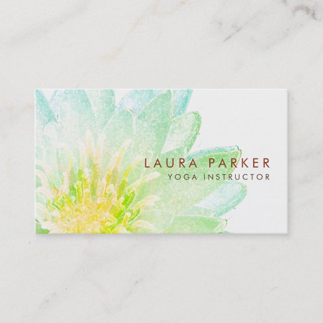 Cartão De Visita Ioga verde da meditação da aguarela da flor de (Frente)