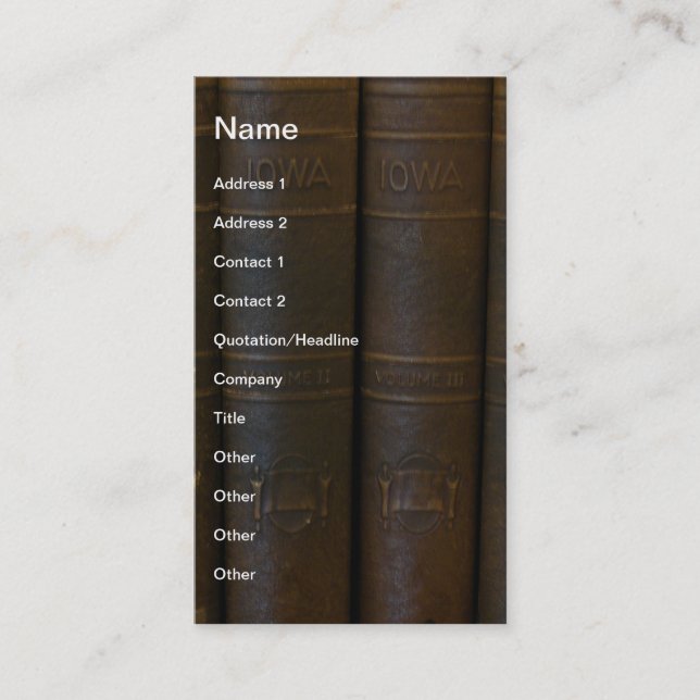 Cartão De Visita Iowa Books (Frente)