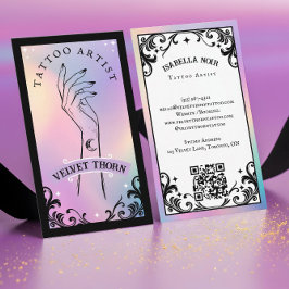 Cartão De Visita Iridescent Holographic Gothic Body Tattoo Artist