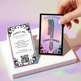 Cartão De Visita Iridescent holographic Hair Stylist Beauty Salon