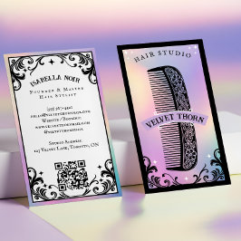 Cartão De Visita Iridescent holographic Hair Stylist Beauty Salon