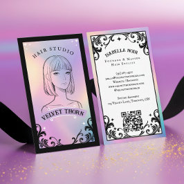 Cartão De Visita Iridescent holographic Hair Stylist Beauty Salon