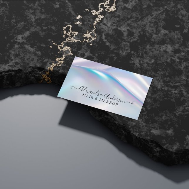 Cartão De Visita Iridescente Elegante Holográfico Moderno Na moda (Modern Stylish Holographic Elegant Iridescent Business Card)