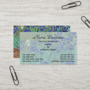 Cartão De Visita Íris Azuis Famosas de Van Gogh Pintura Floral a Ól