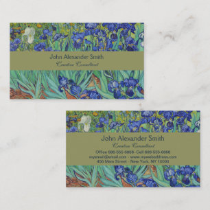 Cartão De Visita Íris Azuis Famosas de Van Gogh Pintura Floral a Ól