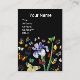 Cartão De Visita IRIS, MANTEIRAS COLORIDAS Monograma Floral Negro