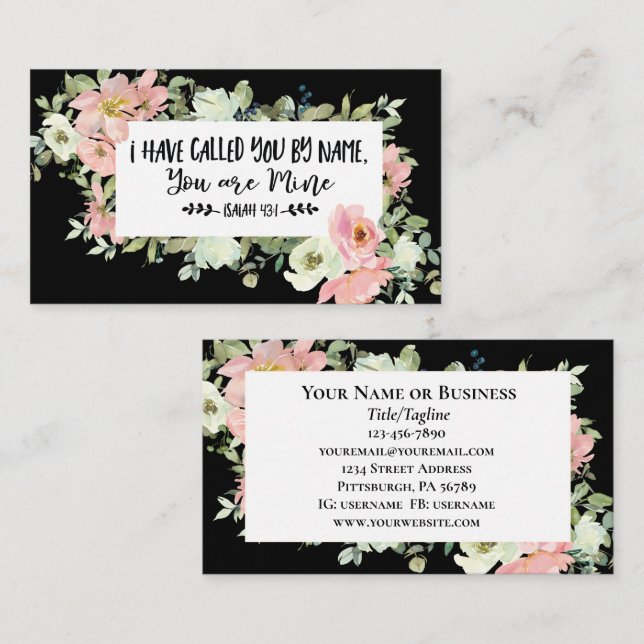 Cartão De Visita Isaiah 43:1 Eu Lhe Chamei pelo nome Bíblia Verse (Frente/Verso)