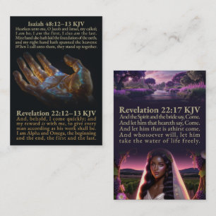 Cartão De Visita Isaías 48:12-13, e Apocalipse 22:12-13, 17 KJV