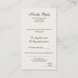 Cartão De Visita Ivory Elegant Chic Calligraphy Wedding RSVP Card