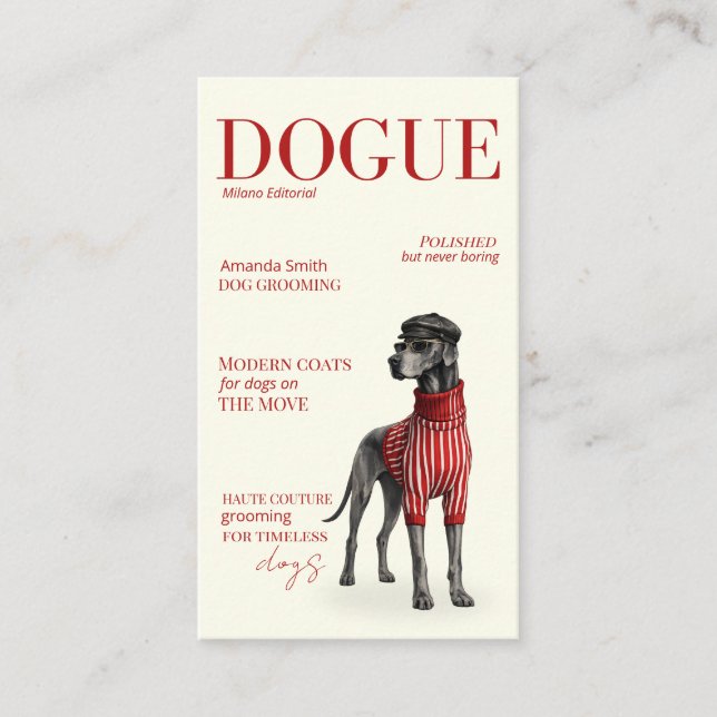 Cartão De Visita Ivory Great Dane Dogue Magazine Business Card (Frente)