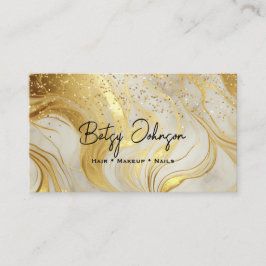 Cartão De Visita Ivory Marble and Gold Glitter Business Card