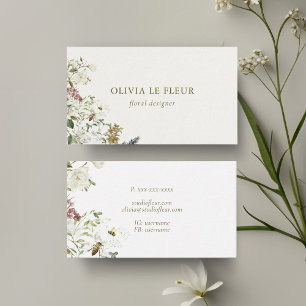 Cartão De Visita Ivory & White   Na moda mínimo botânico