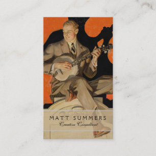 Cartão De Visita J.C. Leyendecker Tocador de Banjo 1920 Arte Art Dé