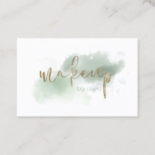 Cartão De Visita Jade com Cinza de Água e Maquiagem Dourada